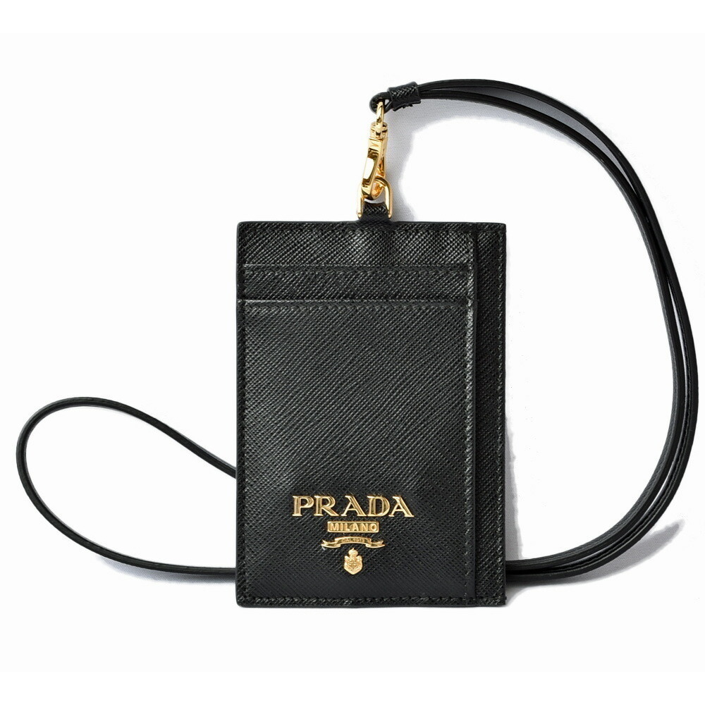 Prada Pass Case ID Holder Card Case Neck Strap Nero